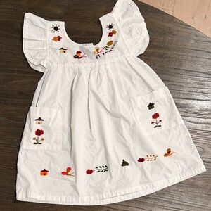White Embroidered Kids Dress